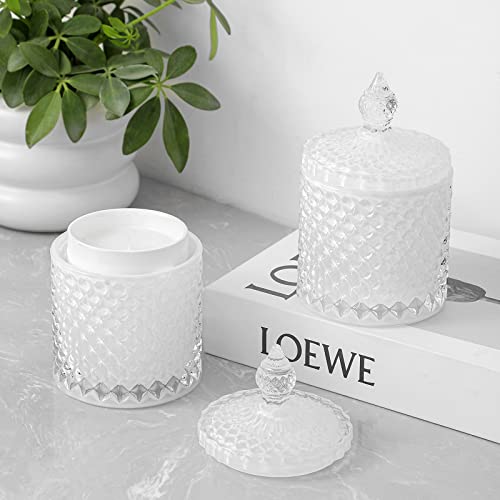 2 Pack Qtip Holder Apothecary Jars with Lid (10 oz (2 pack) / White)