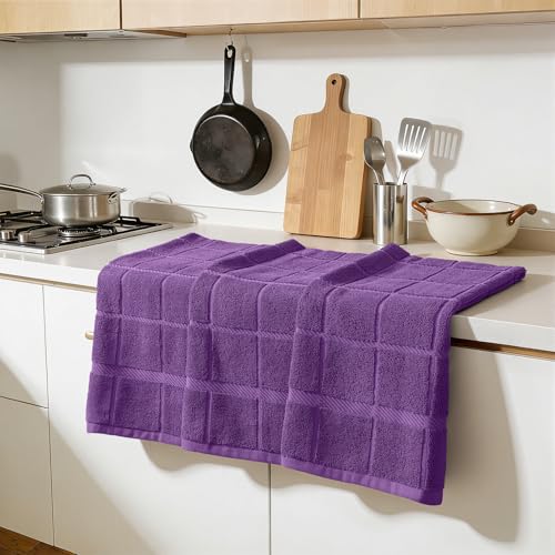 100% Cotton Kitchen Towels 18"x28" (Purple / 18 x 28 - 4 Pack)