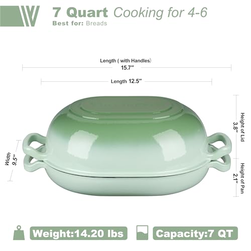 Enameled Cast Iron Sourdough Bread Oven (7 QT / Green)