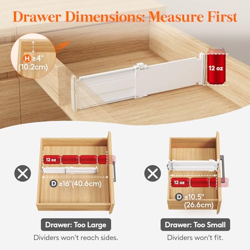 16 Pack 4" High Drawer Divider (4"H, 10.5-16.5"L)