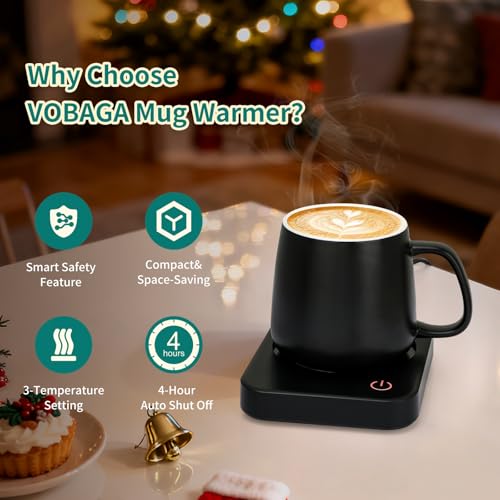 Coffee Mug Warmer with Auto Shut Off & 3 Temp Settings (Black Xmas)