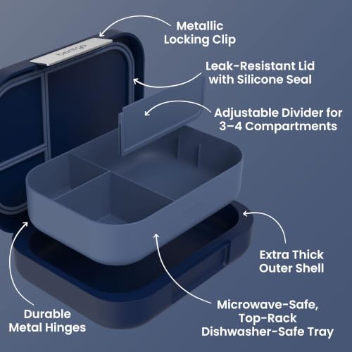 Modern Adult Bento Lunch Box with 3 (Navy)