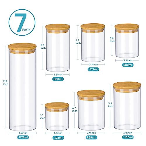 Glass Food Storage Jars (7 Pack (15 oz - 74 oz))
