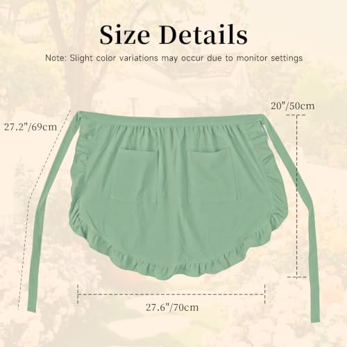 Vintage Maid Apron for Women with Pockets (Mint Green)