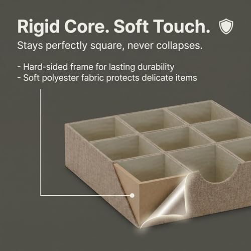 Brown 723 1 Deep 9 Section Drawer Organizer Box for Storage (Latte)