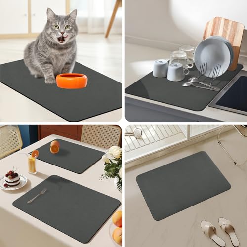 Grey Dish Drying Mat (Dark Gray / 24" x 16")