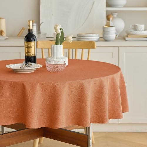 Fall Farmhouse Round Table Cloth for Indoor (Orange / 70" (Round))