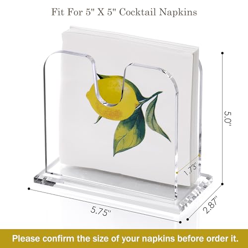 Acrylic Cocktail Napkin Holder for Table (5.75" x 5" x 2.87")
