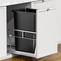 8 Gal Pull Out Trash Can Under Cabinet with Soft (Silver / Single-8Gal)