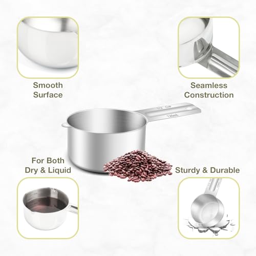 2PCS 1/2Cup (120ml, 4oz) Measuring Cup, Etched Inner Scale Measure Scoop (1/2Cup)