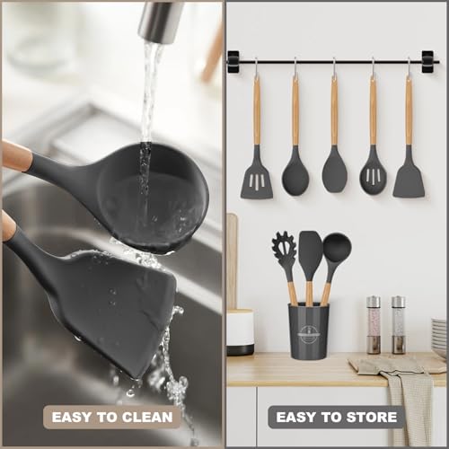 Silicone Kitchen Utensils Set (Gray)