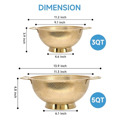 Gold Strainer for Kitchen (3QT)