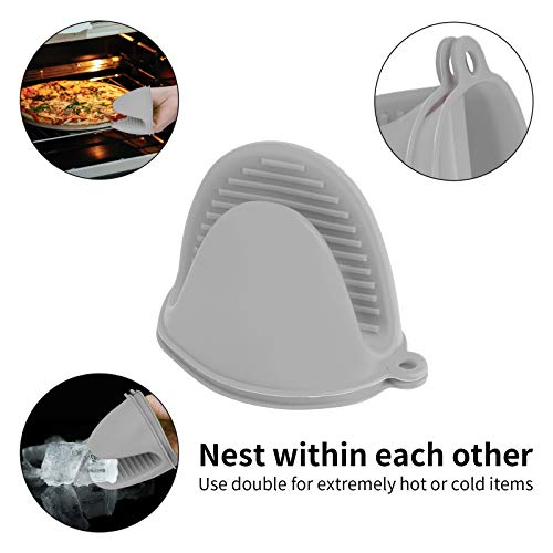 4PCS Heat Resistant Silicone Oven Mitts & Potholders (Black and Gray)