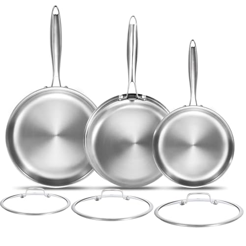 Tri Ply Stainless Steel Pan (8"10"12"+Lid)