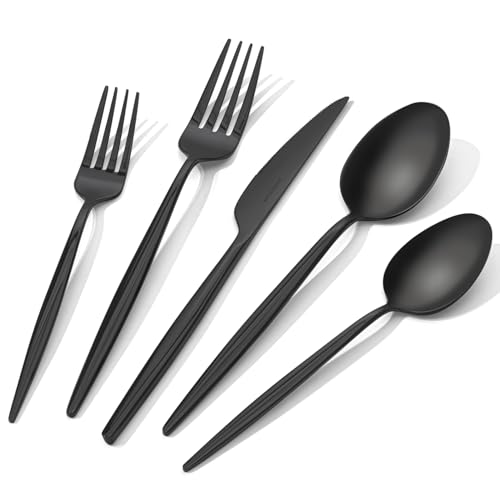 18 10 Silverware Set for 4 (Black / 20-Piece)