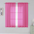 Rod Pocket Top Solid Voile Sheer Curtains for Bedroom (Hot Pink / 42"W x 54"L (Pack of 2))