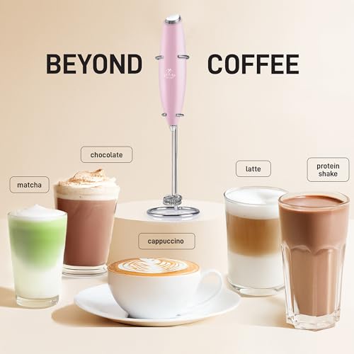 Powerful Double Whisk Milk Frother Handheld (Amazing Pink / OG Frother)