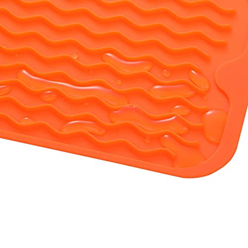 Silicone Dish Drying Mat for Multiple Usage (Orange / 17"L x 6"W)