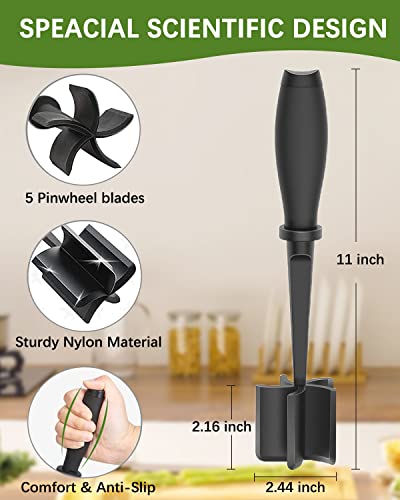 2Pack Meat Chopper Hamburger Masher Ground Beef Smasher Utensil Mix Tool (2 Pack-Black)