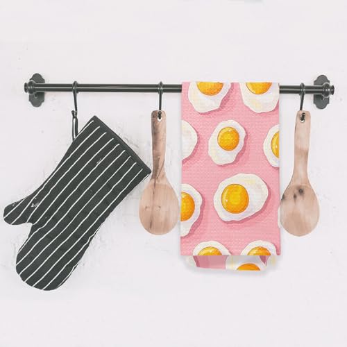Trendy Pink Fried Eggs Kitchen Towels (Trendy Pink Fried Eggs)