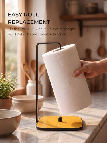 Countertop Paper Towel Holder with Tempered Glass Base (Orange)