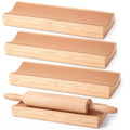 4 Pcs Wood Rolling Pin Holder Rolling Pin Stand Pizza Roller Holder Kitchen Display Rack For Dough Pastry Fondant Kitchen Storage