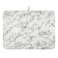 White Grey Marble Dish Drying Mat for Kitchen Counter Modern Marble Pattern Microfiber Dish Drainer Mat Absorbent Washable Drying Pad Extra Large 18"x24" (Marble White Grey / 24" x 18")