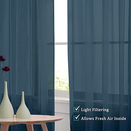 Dusty Blue Sheer Curtains 108 Inches Long (Dusty / 42"W x 108"L (Pack of 2))