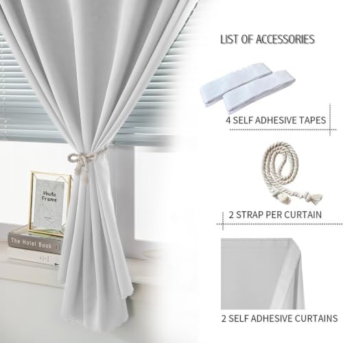 Thermal Blackout Curtains with Self (71"W x 59"L (Pack of 2) / Light Grey)