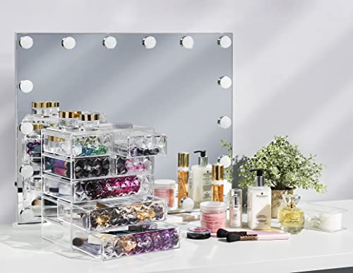 7 Drawer Makeup Organizer with Small & Wide Drawers (Diamond / 3 Large, 4 Small Drawers)
