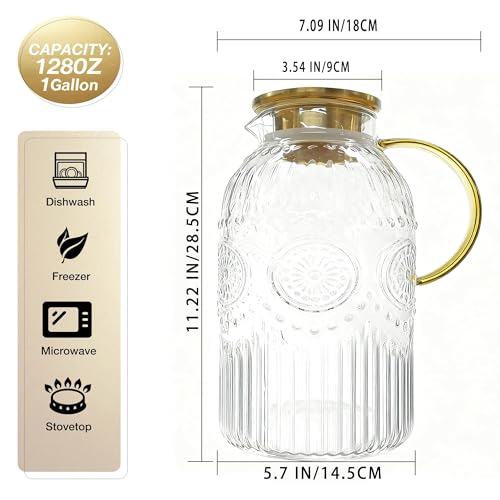 Glass Pitcher with Lid (128 Ounces)