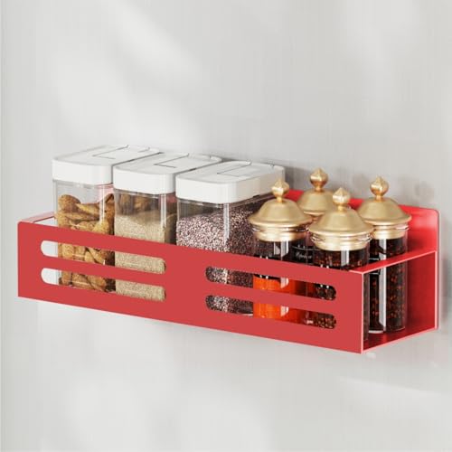 Magnetic Spice Rack for Refrigerator (4 Pack No Jars / Red)