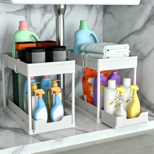 Cabinet 2 Pack Under Sink Organizer (White)
