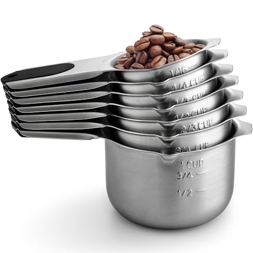 Magnetic Stainless Steel Measuring Cups Set of 7 Patented Black (Black / Magnetic - Set of 7)