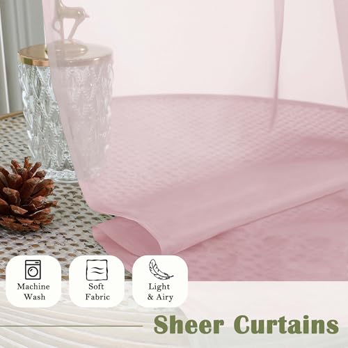 Blush Pink Sheer Curtains 63 Inch Length 2 Panels Set (Blush Pink / 59"W x 63"L (Pack of 2))