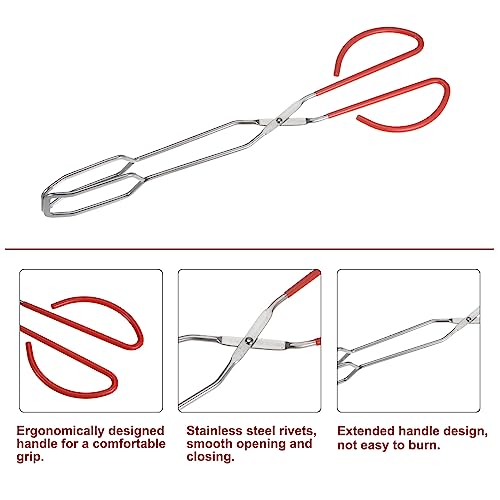 Stainless Steel Scissor Tongs 16 Inch Barbecue Grilling Tongs with PVC Handles for Cooking Barbecue Bread Pliers