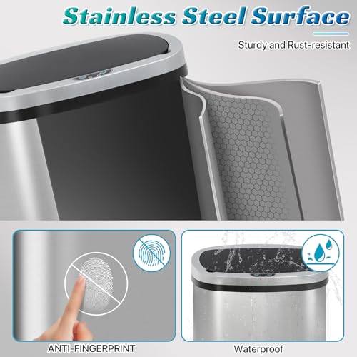 13 Gallon Automatic Motion Sensor Trash Can (13 Gallon / Stainless Steel)