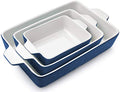 Baking Dish Set of 3 Nonstick Bakeware Set with Handles (Dark Blue / 11.6 x 7.8 Inches)