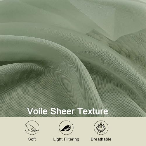 Sage Green Sheer Curtains 84 Inches Long 2 Panels Set for Bedroom Living Room (Sage Green / 59"W x 84"L (Pack of 2))