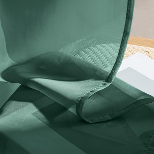 4 Panels Hunter Green Christmas Sheer Curtains 42 x 72 Inches (42"W x 72"L (Pack of 4) / Hunter Green)
