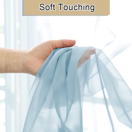 Light Blue Sheer Curtains 84 Inches Long 2 Panels (Sky Blue / 40"W x 84"L (Pack of 2))