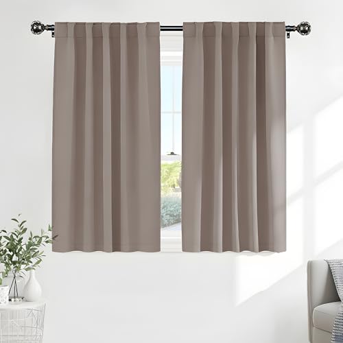 Blackout Curtains Thermal Insulated Window Treatment Panels Room Darkening Blackout Drapes for Living Room Back Tab (Light Taupe / 52"W x 54"L (Pack of 2))
