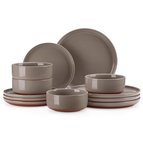 Plates and Bowls Sets (12 Pcs (Service for 4) / Brown)