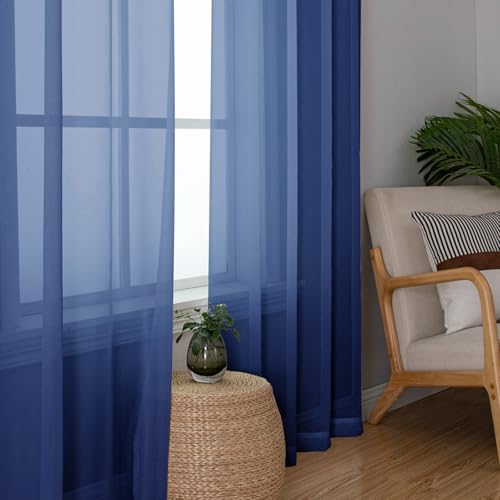 Royal Blue Sheer Curtains 72 Inches Long 2 Panels (Royal Blue / 42"W x 72"L (Pack of 2))