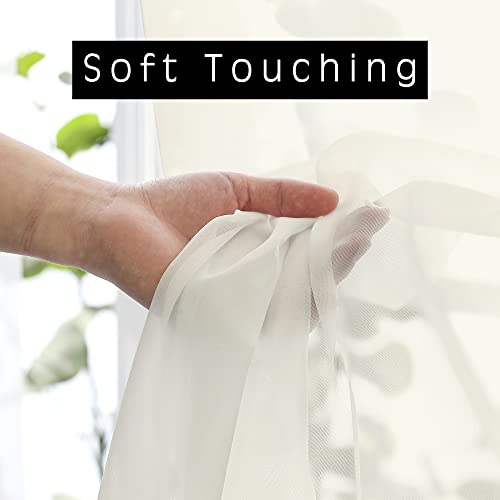 Sheer Curtains Ivory 144 inch Extra Long (Ivory / 42"W x 144"L (Pack of 2))