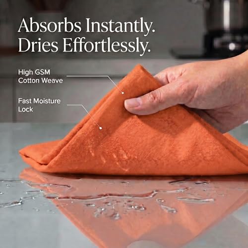 Kitchen Towels Cotton Dish Towels 20”x30” (20" x 30" (Set of 6) / 024 Orange)