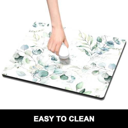 Dish Drying Mat for Kitchen Counter (Minimalism Leaves / 16" x 18")
