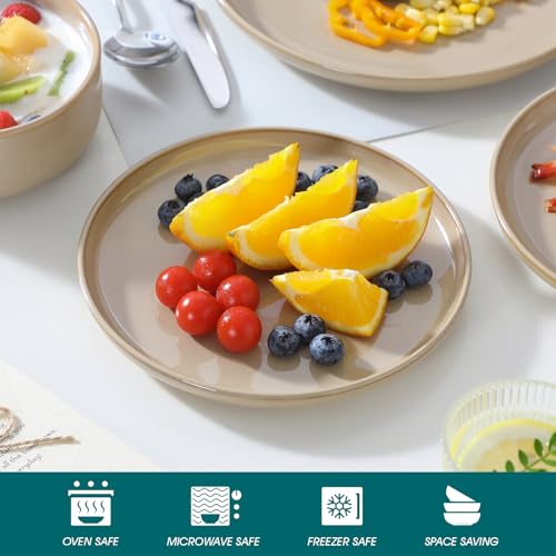 PLAYA Ceramic Plates and Bowls Sets (Brown / 24 Pcs (Service for 8))