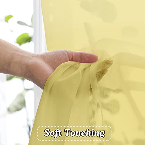 Mustard Yellow Sheer Curtains 96 Inches Long 2 Panels (Mustard Yellow / 42"W x 96"L (Pack of 1))