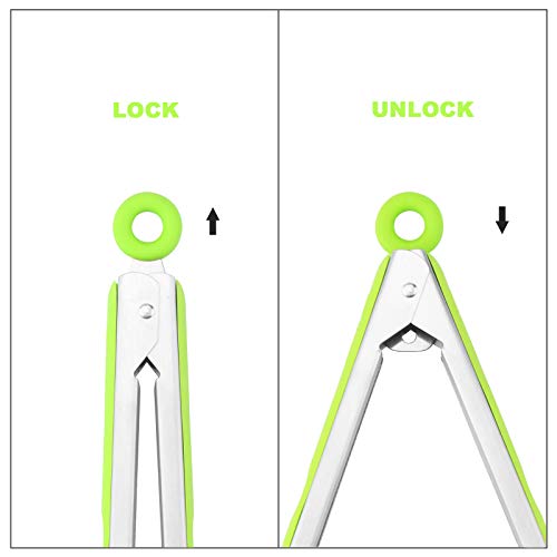 3 Pack Silicone Kitchen Tongs (Green)